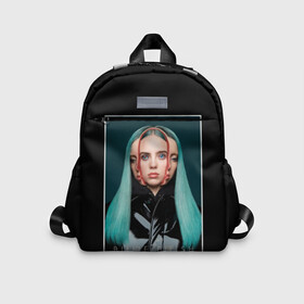 Детский рюкзак 3D с принтом Billie Eilish в Тюмени, 100% полиэстер | лямки с регулируемой длиной, сверху петелька, чтобы рюкзак можно было повесить на вешалку. Основное отделение закрывается на молнию, как и внешний карман. Внутри дополнительный карман. По бокам два дополнительных кармашка | bad guy | bellyache | billie eilish | bury a friend | ocean eyes | when we all fall asleep where do we go | билли айлиш | музыка | певица