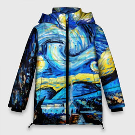 Женская зимняя куртка 3D с принтом Звездная ночь Ван Гог в Тюмени, верх — 100% полиэстер; подкладка — 100% полиэстер; утеплитель — 100% полиэстер | длина ниже бедра, силуэт Оверсайз. Есть воротник-стойка, отстегивающийся капюшон и ветрозащитная планка. 

Боковые карманы с листочкой на кнопках и внутренний карман на молнии | impressionism | night | sky | stars | van gogh | ван гог | живопись | звездная ночь | звезды | импрессионизм | искусство | краски | небо | ночь | рисунок