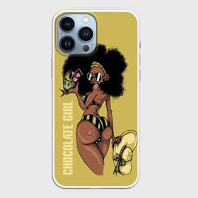 Чехол для iPhone 13 Pro Max с принтом Chocolate girl в Тюмени,  |  | africa | african | beautiful | big | black | chocolate | cocktail | exotic | girl | hat | look | round | slim | sunny | turn | африка | большие | взгляд | девушка | держит | коктейль | красивая | круглы | купальник | надпись | очки | полосатый |