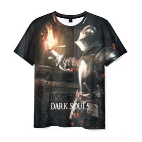Мужская футболка 3D с принтом DARK SOULS в Тюмени, 100% полиэфир | прямой крой, круглый вырез горловины, длина до линии бедер | art | artwork | crown | dark soul | dark souls iii | death | digital art | embers | fanatsy | fire | flames | game | mask | skeletons | воин | минимализм | рыцарь | тёмные души