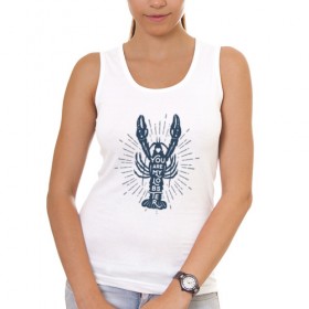 Женская майка хлопок с принтом You are my lobster в Тюмени, 95% хлопок, 5% эластан |  | crayfish | lobster | лобстер | надписи | рак