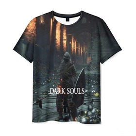 Мужская футболка 3D с принтом DARK SOULS в Тюмени, 100% полиэфир | прямой крой, круглый вырез горловины, длина до линии бедер | 