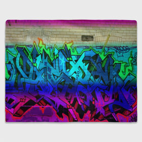 Плед 3D с принтом graffiti neon в Тюмени, 100% полиэстер | закругленные углы, все края обработаны. Ткань не мнется и не растягивается | Тематика изображения на принте: felipe pantone | grafiti | paint | street art | urban | город | граффити | искусство | кирпичи | краски | рисунки | стена | улицы | уличное искусство