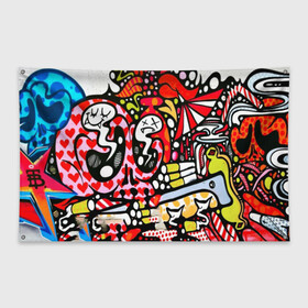 Флаг-баннер с принтом Современное искусство в Тюмени, 100% полиэстер | размер 67 х 109 см, плотность ткани — 95 г/м2; по краям флага есть четыре люверса для крепления | felipe pantone | grafiti | paint | street art | urban | город | граффити | искусство | кирпичи | краски | рисунки | стена | улицы | уличное искусство