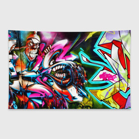 Флаг-баннер с принтом Боевое граффити в Тюмени, 100% полиэстер | размер 67 х 109 см, плотность ткани — 95 г/м2; по краям флага есть четыре люверса для крепления | felipe pantone | grafiti | paint | street art | urban | город | граффити | искусство | кирпичи | краски | рисунки | стена | улицы | уличное искусство
