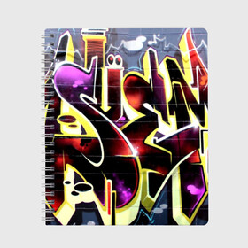 Тетрадь с принтом Graffiti collection 2019 в Тюмени, 100% бумага | 48 листов, плотность листов — 60 г/м2, плотность картонной обложки — 250 г/м2. Листы скреплены сбоку удобной пружинной спиралью. Уголки страниц и обложки скругленные. Цвет линий — светло-серый
 | felipe pantone | grafiti | paint | street art | urban | город | граффити | искусство | кирпичи | краски | рисунки | стена | улицы | уличное искусство