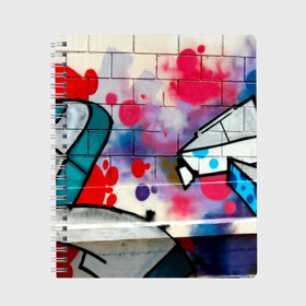 Тетрадь с принтом graffiti в Тюмени, 100% бумага | 48 листов, плотность листов — 60 г/м2, плотность картонной обложки — 250 г/м2. Листы скреплены сбоку удобной пружинной спиралью. Уголки страниц и обложки скругленные. Цвет линий — светло-серый
 | felipe pantone | grafiti | paint | street art | urban | город | граффити | искусство | кирпичи | краски | рисунки | стена | улицы | уличное искусство