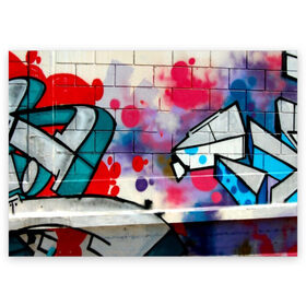 Поздравительная открытка с принтом graffiti в Тюмени, 100% бумага | плотность бумаги 280 г/м2, матовая, на обратной стороне линовка и место для марки
 | Тематика изображения на принте: felipe pantone | grafiti | paint | street art | urban | город | граффити | искусство | кирпичи | краски | рисунки | стена | улицы | уличное искусство
