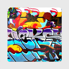 Магнит виниловый Квадрат с принтом urban neon в Тюмени, полимерный материал с магнитным слоем | размер 9*9 см, закругленные углы | felipe pantone | grafiti | paint | street art | urban | город | граффити | искусство | кирпичи | краски | рисунки | стена | улицы | уличное искусство
