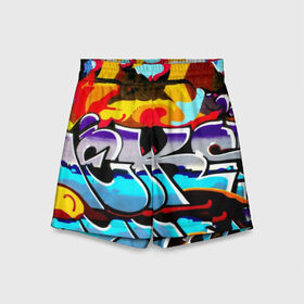 Детские спортивные шорты 3D с принтом urban neon в Тюмени,  100% полиэстер
 | пояс оформлен широкой мягкой резинкой, ткань тянется
 | felipe pantone | grafiti | paint | street art | urban | город | граффити | искусство | кирпичи | краски | рисунки | стена | улицы | уличное искусство