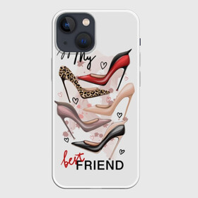 Чехол для iPhone 13 mini с принтом My best friends в Тюмени,  |  | art | best | black | drops | fashion | font | friends | hearts | high | inscription | leather | leopard | model | my | red | shoes | text | бежевый | высокий | друзья | женские | искусство | каблук | капли | кляксы | кожа | красный | леопардовый | лучшие 