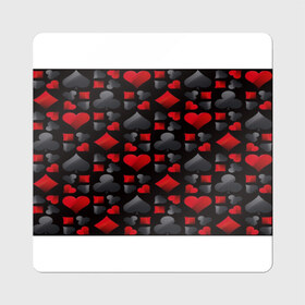 Магнит виниловый Квадрат с принтом Card suits в Тюмени, полимерный материал с магнитным слоем | размер 9*9 см, закругленные углы | game | игральные карты | игры | карты | колода | масти | пасьянс | покер | текстура