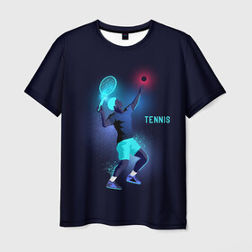 Мужская футболка 3D с принтом TENNIS NEON  в Тюмени, 100% полиэфир | прямой крой, круглый вырез горловины, длина до линии бедер | neon | sport | tennis | неон | неоновый | спорт | спортсмен | теннис