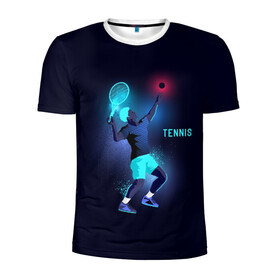 Мужская футболка 3D спортивная с принтом TENNIS NEON  в Тюмени, 100% полиэстер с улучшенными характеристиками | приталенный силуэт, круглая горловина, широкие плечи, сужается к линии бедра | neon | sport | tennis | неон | неоновый | спорт | спортсмен | теннис