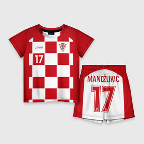Детский костюм с шортами 3D с принтом Марио Манджукич в Тюмени,  |  | Тематика изображения на принте: mandzukic | mario mandzukic | игрок | манджукич | марио манджукич | сборная хорватии | форма | футбол | футболист | хорватия | чемпионат мира