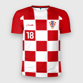 Мужская футболка 3D спортивная с принтом Анте Ребич, Сборная Хорватии в Тюмени, 100% полиэстер с улучшенными характеристиками | приталенный силуэт, круглая горловина, широкие плечи, сужается к линии бедра | ante rebic | rebic | игрок | сборная хорватии | форма | футбол | футболист | хорватия | чемпионат мира