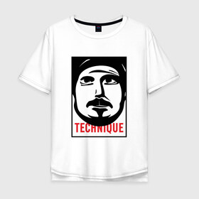 Мужская футболка хлопок Oversize с принтом Technique Banger в Тюмени, 100% хлопок | свободный крой, круглый ворот, “спинка” длиннее передней части | banger | gng | pasha | rap | street | style | technique