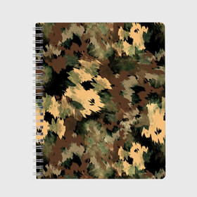 Тетрадь с принтом Камуфляж в Тюмени, 100% бумага | 48 листов, плотность листов — 60 г/м2, плотность картонной обложки — 250 г/м2. Листы скреплены сбоку удобной пружинной спиралью. Уголки страниц и обложки скругленные. Цвет линий — светло-серый
 | abstraction | army | autumn | brown | camouflage | disguise | fishing | green | khaki | nature | spots | абстракция | армия | зеленый | камуфляж | коричневый | маскировка | осень | охота | природа | пятна | рыбалка | хаки