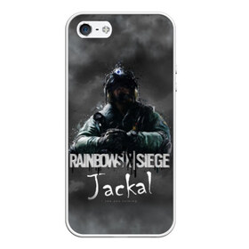 Чехол для iPhone 5/5S матовый с принтом Jackal Rainbow Six в Тюмени, Силикон | Область печати: задняя сторона чехла, без боковых панелей | Тематика изображения на принте: gameplay | mozzie | pvp | r6 | r6s | siege | герой | дым | огонь | осада | пламя | радуга | снайпер | сражения | туман | шутер