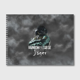 Альбом для рисования с принтом Jager Rainbow Six в Тюмени, 100% бумага
 | матовая бумага, плотность 200 мг. | gameplay | mozzie | pvp | r6 | r6s | siege | герой | дым | огонь | осада | пламя | радуга | снайпер | сражения | туман | шутер