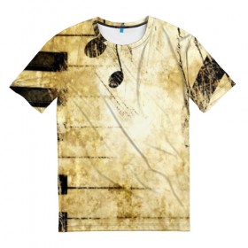 Мужская футболка 3D с принтом Ноты в Тюмени, 100% полиэфир | прямой крой, круглый вырез горловины, длина до линии бедер | music | абстракция | книга | листы | музыка | музыкальный | ноты | произведение | страница | тетрадь