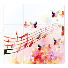 Магнитный плакат 3Х3 с принтом Ноты весна в Тюмени, Полимерный материал с магнитным слоем | 9 деталей размером 9*9 см | music | абстракция | книга | листы | музыка | музыкальный | ноты | произведение | страница | тетрадь