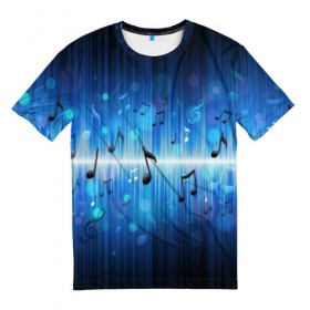 Мужская футболка 3D с принтом Абстракция музыка в Тюмени, 100% полиэфир | прямой крой, круглый вырез горловины, длина до линии бедер | music | абстракция | книга | листы | музыка | музыкальный | ноты | произведение | страница | тетрадь
