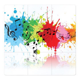 Магнитный плакат 3Х3 с принтом Ноты color в Тюмени, Полимерный материал с магнитным слоем | 9 деталей размером 9*9 см | music | абстракция | книга | листы | музыка | музыкальный | ноты | произведение | страница | тетрадь
