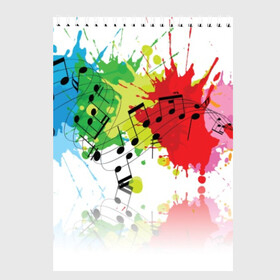 Скетчбук с принтом Ноты color в Тюмени, 100% бумага
 | 48 листов, плотность листов — 100 г/м2, плотность картонной обложки — 250 г/м2. Листы скреплены сверху удобной пружинной спиралью | music | абстракция | книга | листы | музыка | музыкальный | ноты | произведение | страница | тетрадь
