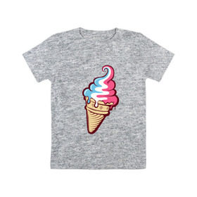 Детская футболка хлопок с принтом Ice Cream в Тюмени, 100% хлопок | круглый вырез горловины, полуприлегающий силуэт, длина до линии бедер | ice cream | мороженное | прикольный принт | принт футболка | рожок мороженного | футболка с принтом