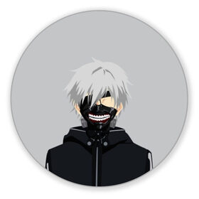 Коврик круглый с принтом Kaneki Ken в Тюмени, резина и полиэстер | круглая форма, изображение наносится на всю лицевую часть | ghoul | kaneki | ken | tokyo | гуль | канеки | кен | токийский