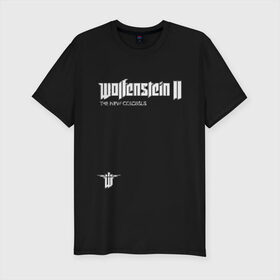 Мужская футболка премиум с принтом Wolfenstein2: The New Colossus в Тюмени, 92% хлопок, 8% лайкра | приталенный силуэт, круглый вырез ворота, длина до линии бедра, короткий рукав | game | new colossus | new order | wolfenstein | youngblood | би джей | волчий камень | вольфенштайн | вольфенштейн | германия | игра | немец | шутер