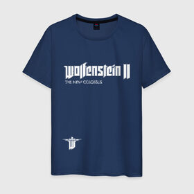 Мужская футболка хлопок с принтом Wolfenstein2: The New Colossus в Тюмени, 100% хлопок | прямой крой, круглый вырез горловины, длина до линии бедер, слегка спущенное плечо. | game | new colossus | new order | wolfenstein | youngblood | би джей | волчий камень | вольфенштайн | вольфенштейн | германия | игра | немец | шутер