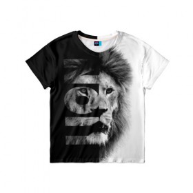 Детская футболка 3D с принтом Лев царь зверей в Тюмени, 100% гипоаллергенный полиэфир | прямой крой, круглый вырез горловины, длина до линии бедер, чуть спущенное плечо, ткань немного тянется | Тематика изображения на принте: line | лев | царь зверей