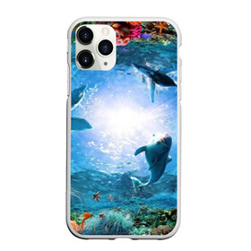 Чехол для iPhone 11 Pro Max матовый с принтом Дельфины в Тюмени, Силикон |  | fish | аква | аквариум | вода | кораллы | море | океан | ракушки | рыбки | рыбы