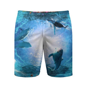 Мужские шорты 3D спортивные с принтом Дельфины в Тюмени,  |  | fish | аква | аквариум | вода | кораллы | море | океан | ракушки | рыбки | рыбы