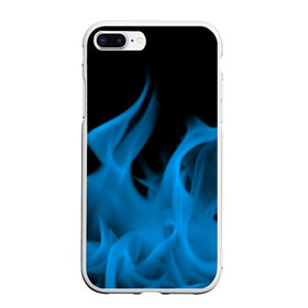 Чехол для iPhone 7Plus/8 Plus матовый с принтом Синий огонь в Тюмени, Силикон | Область печати: задняя сторона чехла, без боковых панелей | fire | flame | in fire | smoke | в огне | дым | огненный | огонь | текстуры