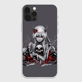 Чехол для iPhone 12 Pro Max с принтом Girl & Death в Тюмени, Силикон |  | bones | eyes | flower | girl | horns | ribbon | skeleton | skull | view | взгляд | девочка | лента.глаза | рога | скелет | цветок | череп.кости