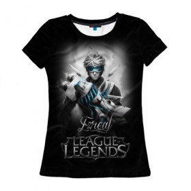 Женская футболка 3D с принтом League of Legends, Ezreal в Тюмени, 100% полиэфир ( синтетическое хлопкоподобное полотно) | прямой крой, круглый вырез горловины, длина до линии бедер | Тематика изображения на принте: ezreal | league of legends | lol | игры | киберспорт | компьютерные игры | лига легенд | эзреаль