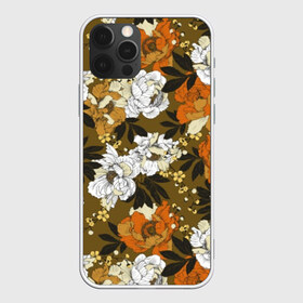 Чехол для iPhone 12 Pro Max с принтом Пионы в Тюмени, Силикон |  | art | buds | flowers | garden | leaves | orange | pattern | peonies | petals | summer | watercolor | white | акварель | белые | бутоны | искусство | лепестки | лето | листья | оранжевые | пионы | садовые | узор | цветы