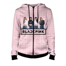 Женская толстовка 3D на молнии с принтом Black Pink 2019 в Тюмени, 100% полиэстер | длина до линии бедра, манжеты и пояс оформлены мягкой тканевой резинкой, двухслойный капюшон со шнурком для регулировки, спереди молния, по бокам два кармана | 2019 | black | black pink | k pop | kill | kill this love | korea | logo | music | pink | pop | блек пинк | блэк пинк | газета | девушки | кпоп | лого | музыка | надпись | розовый
