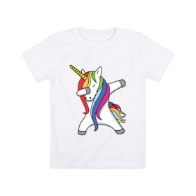 Детская футболка хлопок с принтом Единорог делающий деб в Тюмени, 100% хлопок | круглый вырез горловины, полуприлегающий силуэт, длина до линии бедер | деб | единорог | животные | лошадь | пони
