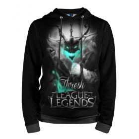 Мужская толстовка 3D с принтом League of Legends, Thresh в Тюмени, 100% полиэстер | двухслойный капюшон со шнурком для регулировки, мягкие манжеты на рукавах и по низу толстовки, спереди карман-кенгуру с мягким внутренним слоем. | 