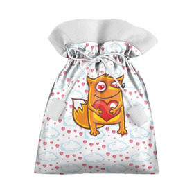 Подарочный 3D мешок с принтом Влюбленная лисичка в Тюмени, 100% полиэстер | Размер: 29*39 см | Тематика изображения на принте: fox | foxed | арт | лис | лиса | лисенок | лисичка | пушистик | рыжая | рыжмй хвост