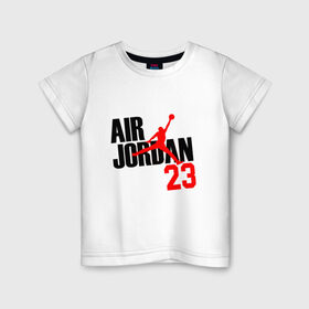 Детская футболка хлопок с принтом MICHAEL JORDAN в Тюмени, 100% хлопок | круглый вырез горловины, полуприлегающий силуэт, длина до линии бедер | 