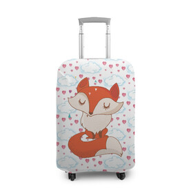 Чехол для чемодана 3D с принтом Лисичка в Тюмени, 86% полиэфир, 14% спандекс | двустороннее нанесение принта, прорези для ручек и колес | fox | foxed | арт | лис | лиса | лисенок | лисичка | пушистик | рыжая | рыжмй хвост