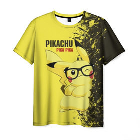 Мужская футболка 3D с принтом Pikachu Pika Pika в Тюмени, 100% полиэфир | прямой крой, круглый вырез горловины, длина до линии бедер | pika | pikachu | аниме | детская | детям | игры | молния | мышка | мышь | пика | пикачу | покемон | покемоны