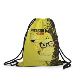 Рюкзак-мешок 3D с принтом Pikachu Pika Pika в Тюмени, 100% полиэстер | плотность ткани — 200 г/м2, размер — 35 х 45 см; лямки — толстые шнурки, застежка на шнуровке, без карманов и подкладки | pika | pikachu | аниме | детская | детям | игры | молния | мышка | мышь | пика | пикачу | покемон | покемоны
