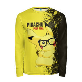Мужской лонгслив 3D с принтом Pikachu Pika Pika в Тюмени, 100% полиэстер | длинные рукава, круглый вырез горловины, полуприлегающий силуэт | pika | pikachu | аниме | детская | детям | игры | молния | мышка | мышь | пика | пикачу | покемон | покемоны