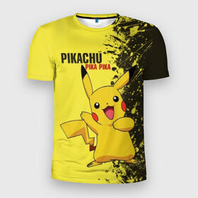 Мужская футболка 3D спортивная с принтом Pikachu Pika Pika в Тюмени, 100% полиэстер с улучшенными характеристиками | приталенный силуэт, круглая горловина, широкие плечи, сужается к линии бедра | Тематика изображения на принте: pika | pikachu | аниме | детская | детям | игры | молния | мышка | мышь | пика | пикачу | покемон | покемоны